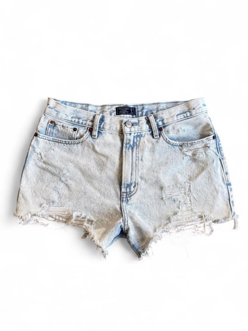 Abercrombie & Fitch Light Blue Distressed Denim Shorts